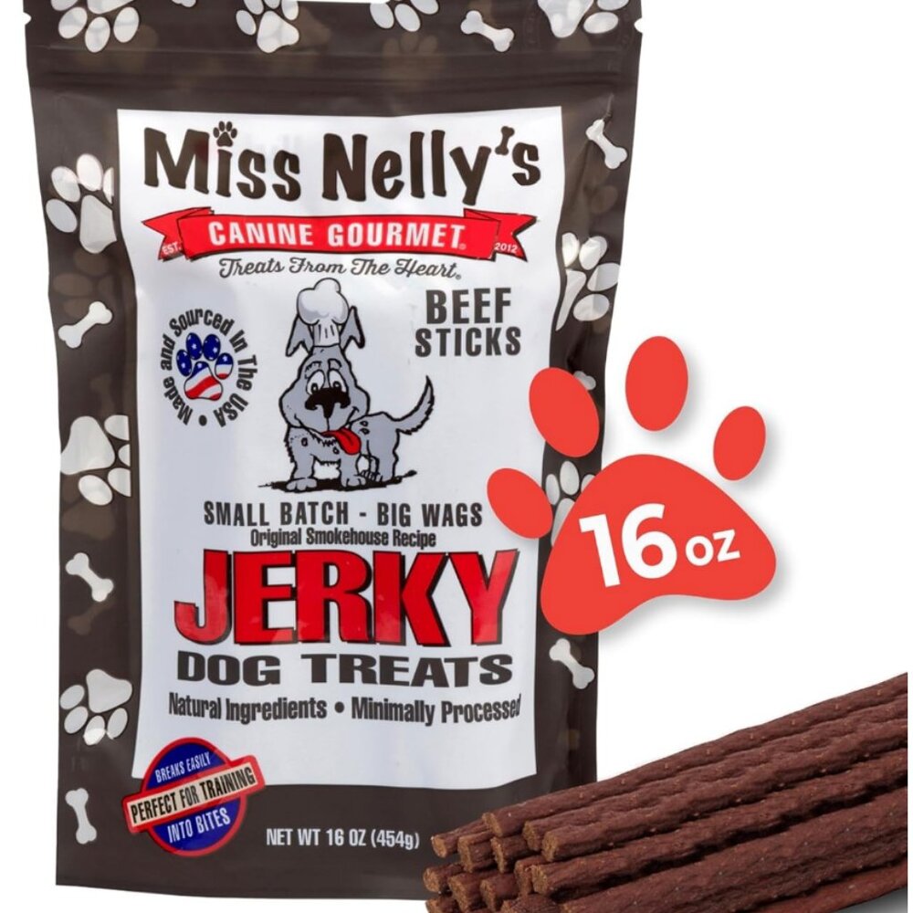 Miss Nelly's - All Natural Beef Jerky Dog Treats Made in USA-Min Processed